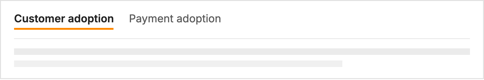 Customer adoption and payment adoption shown as visible tabs.