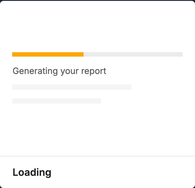 Actual report state sample: Loading.